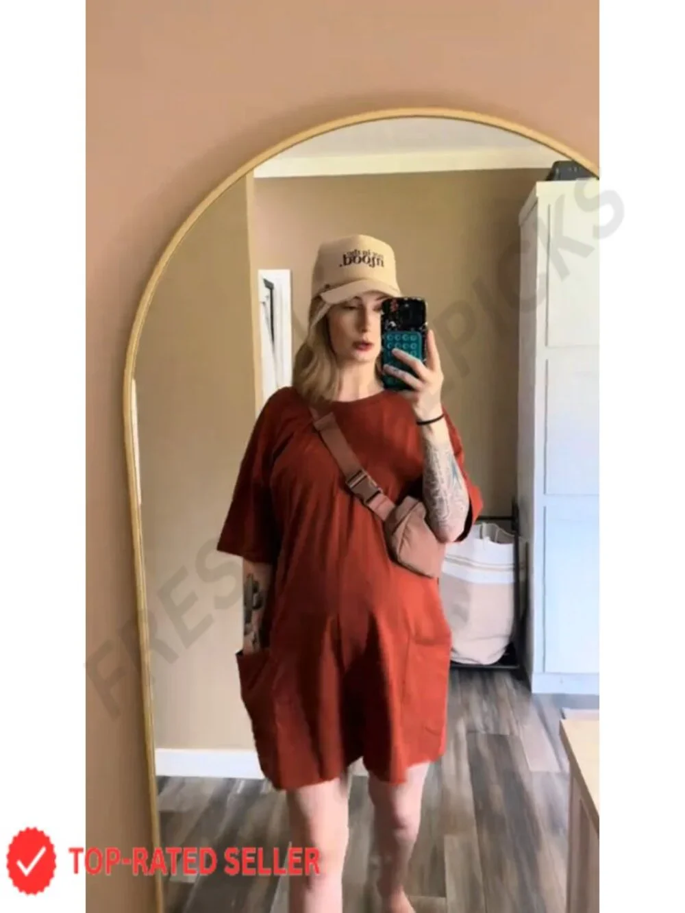 Oversized Athletic Romper Womens Jumpsuit with Pockets
